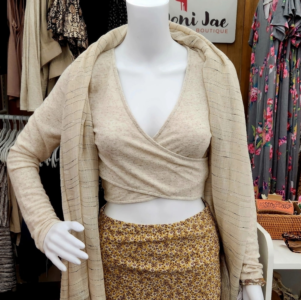 nlt LA Kara Long Sleeve Faux Wrap Crop Top (New With Tags)